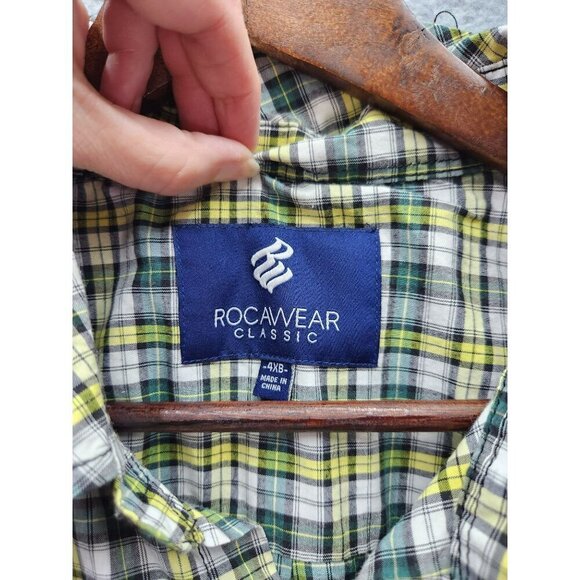 Rocawear Classic Mens Plaid Short Sleeve Button-Up Shirt 4XB - Picture 2 of 4